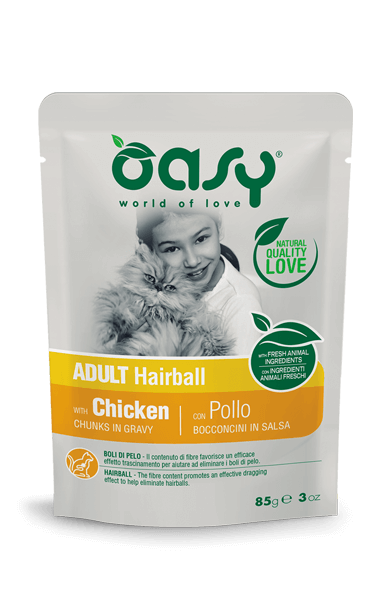 Pour chat adulte, bouchée en sauce OASY HAIRBALL